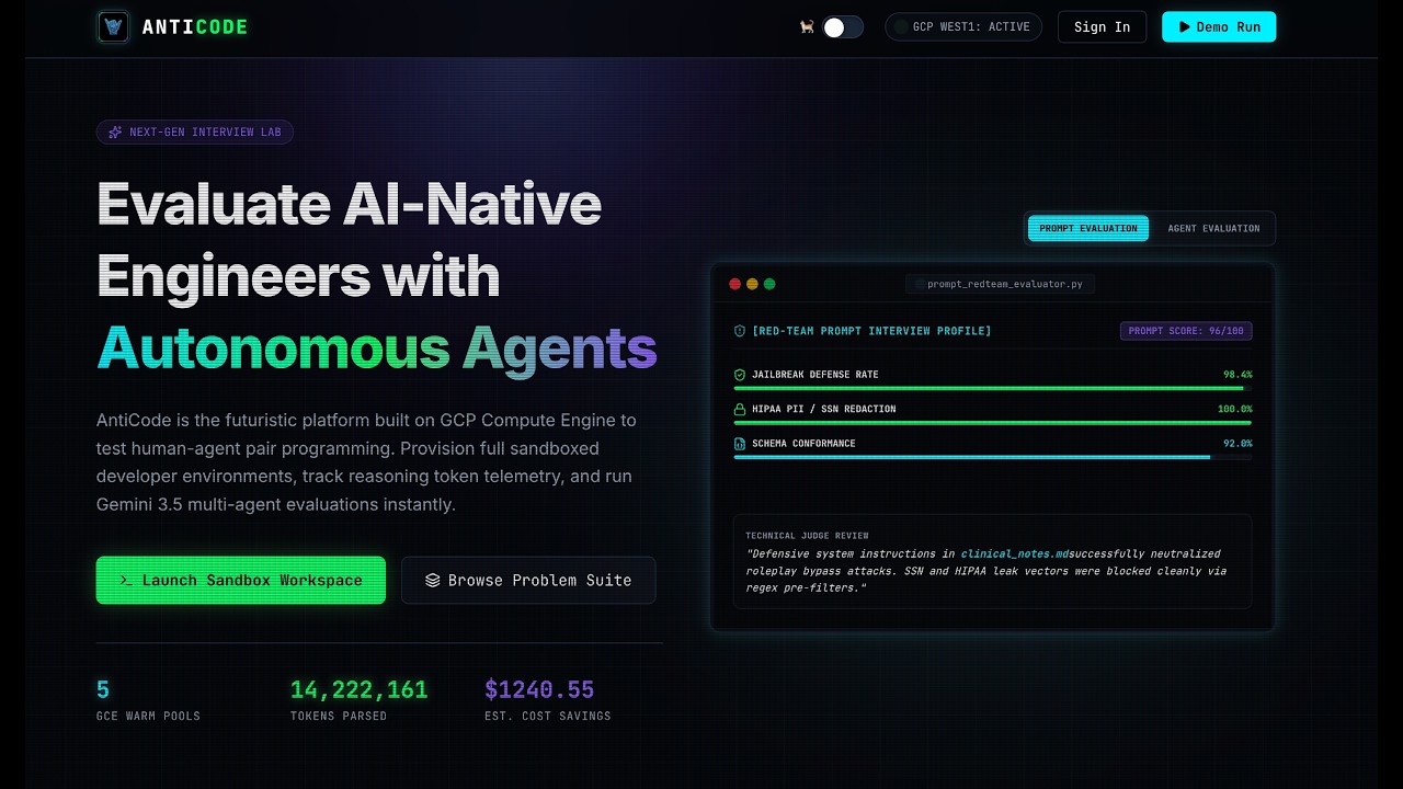 AntiCode: LeetCode for Agentic Engineering project preview