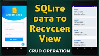 SQLite to RecyclerView android  |   Display SQLite data in RecyclerView