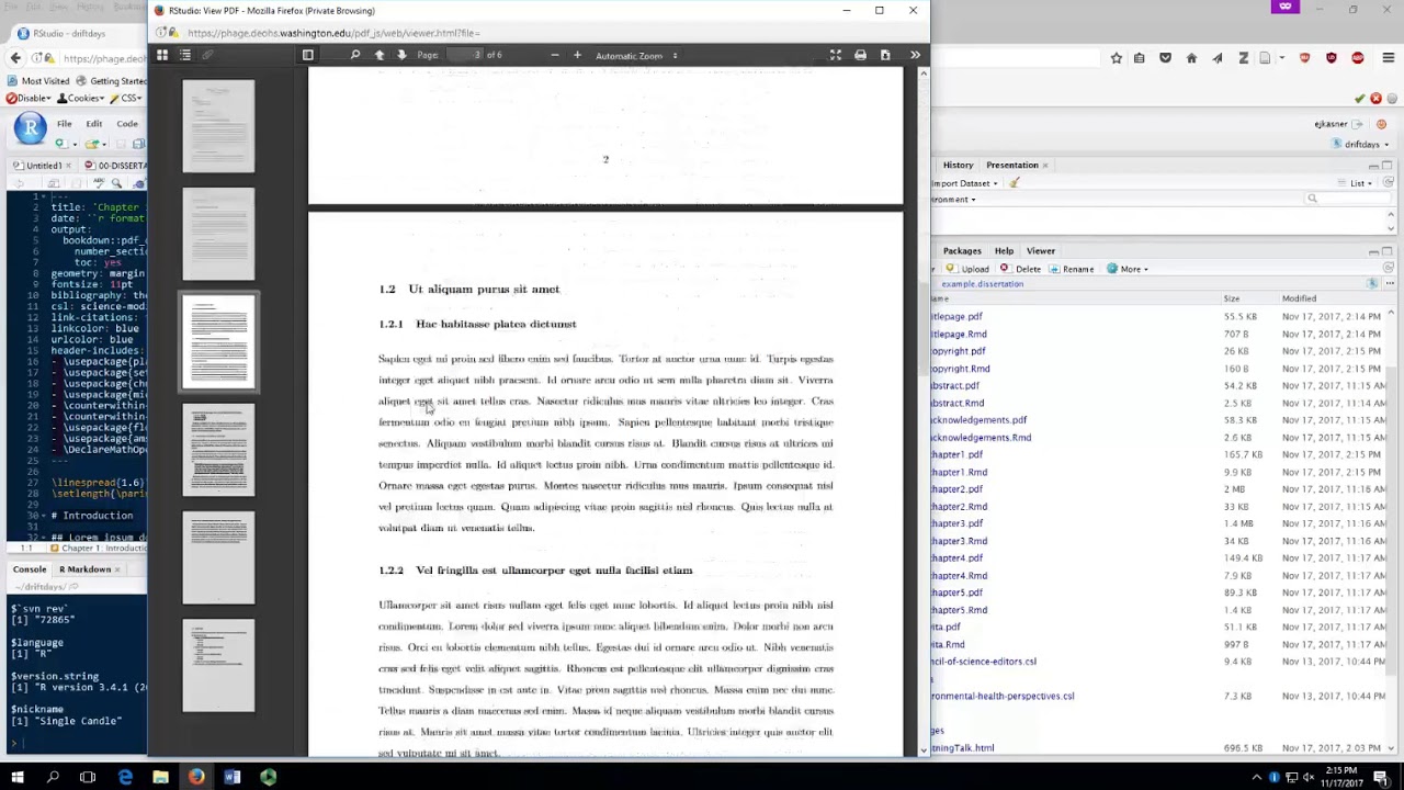 Dissertation Thesis or Project with Knitr and Markdown