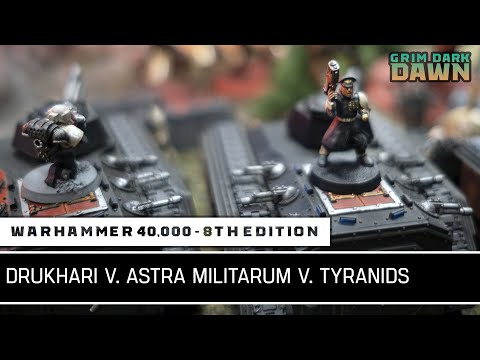 Drukhari vs. Astra Militarum vs. Tyranids | Warhammer 40,000 Battle Report - Grim Dark Dawn [2x14]