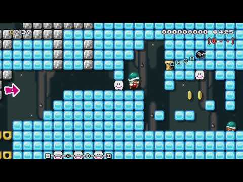 N6-3 in the Icicle Cave ツララの洞窟 by つきこ - SUPER MARIO MAKER - NO COMMENTARY 1bh