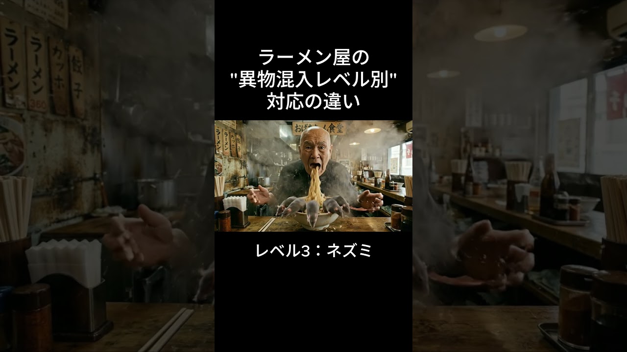 ラーメン屋の異物混入レベル別対応の違い #aiおばあちゃん #ai #aishorts #aivideo #ai動画