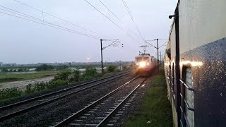 preview picture of video 'Indian Railways | MUed WAP-5 hauled Special Rajdhani overtake 20 coach MEMU'