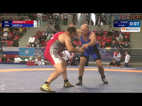 1/8 FS - 85 kg: S. STOYANOV (BUL) df. K. SZEITL (HUN) by FALL, 5-0