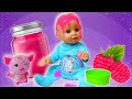 Baby Annabell doll needs help. A toy for the baby doll. Baby Reborn doll feeding time & bath time.