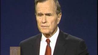 George H.W. Bush, Bill Clinton, and Ross Perot, took the stage in 1992 for the first of three presidential debates. At a time when military experience was an important and even crucial criterion for presidential candidates, Bush was fiercely critical of Clinton for taking part in anti-Vietnam War protests — "it's wrong to demonstrate against your own country," he said. In response, Clinton made a modern distinction: "You were wrong to attack my patriotism. I was opposed to the war, but I love my country."
