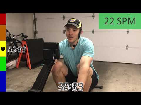 Rowing Workout #3 - Recovery/Endurance - 45 min continuous, Heart rate "hills" - With Music