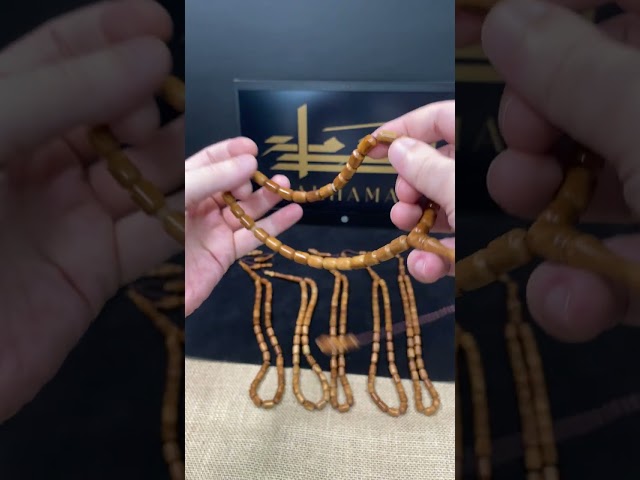 سبحة كوك طبيعي بحبات كبيرة أسطوانية وشرابة سيستملي