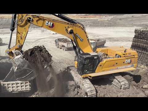 Cat 395 Excavator Loading Overburden On 4 Axle Mercedes & MAN Trucks - Sotiriadis Mining Works - 4k