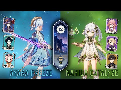 C0 Ayaka Freeze and C2 Nahida Catalyze - Genshin Impact Abyss 3.8 - Floor 12 9 Stars
