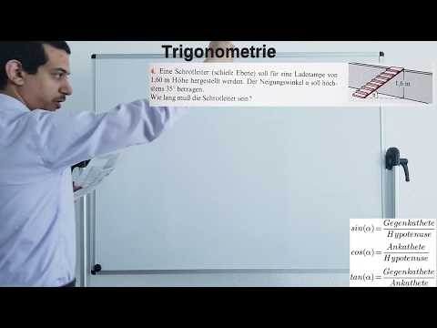 Mathe 10. Klasse: Trigonometrie in 90° Dreieck Textaufgabe Leiter 1