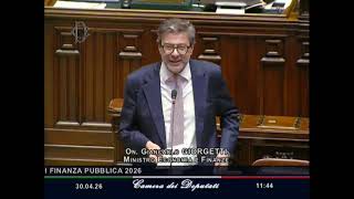 GIORGETTI ALLA CAMERA: ALL’ESAME IL DOCUMENTO DI FINANZA PUBBLICA 2026