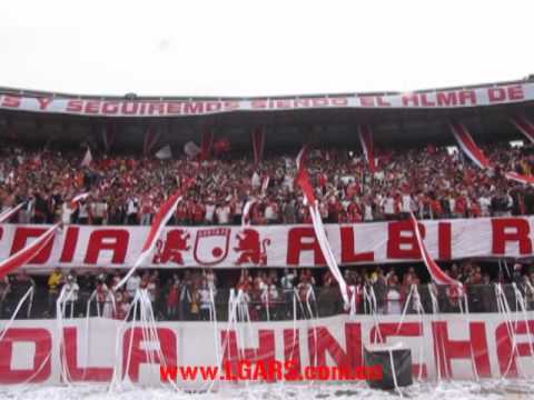 "La Guardia Albi-Roja Sur 1997 - Clásico 262" Barra: La Guardia Albi Roja Sur • Club: Independiente Santa Fe