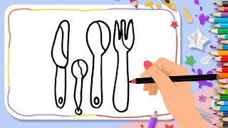 How to draw spoon | Let's Draw a Cute spoon - Easy Art for Kids | Spark & Hobby