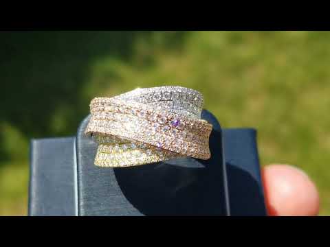 Simon G. Pave Set Tri Color Right Hand Diamond Crossover Ring
