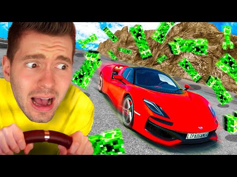 DESCI uma ladeira com AVALANCHE DE CREEPER no BeamNG Drive