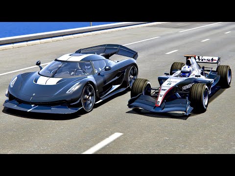 Koenigsegg Jesko with Jet Engine vs McLaren F1 2004 - Drag Race 2KM