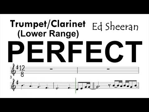 Perfect by Ed Sheeran Trumpet Clarinet Lower Range Sheet Music Backing Track Play Along Partitura