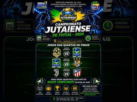 Campeonato Jutaiense de Futsal 2026    QUARTAS DE FINAIS no dia 10.07.2026