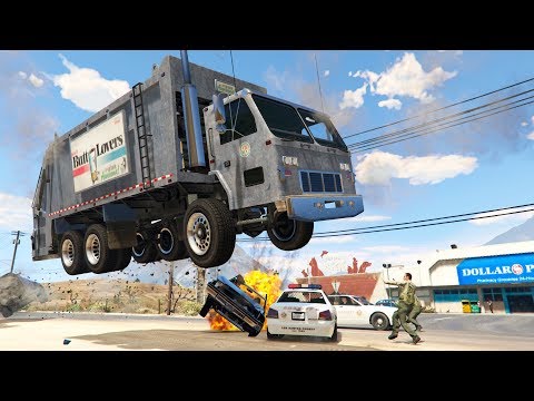 GTA 5 Epic Garbage Truck Crashes - Impact ep.2