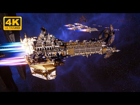 Imperial Navy vs Necrons - Skalgrim Mod - 4K Quality - Battlefleet Gothic Armada 2