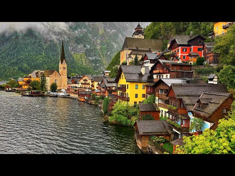 Hallstatt - Rainy Walk in Europe’s Most Beautiful Village - Thunderstorm & Rain Ambience