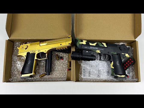 Unbox Gold and Military Desert Eagle Soft Bomb Soft Glue Gun Boys And Girls Toys