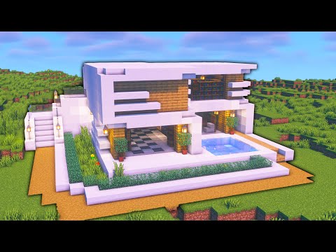 Minecraft Modernes Haus bauen 1.20 Tutorial -  Modernes Haus bauen mit Pool in Minecraft