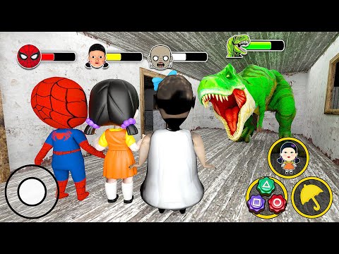 Playing as Squid Game Doll Team vs T-Rex Dinosaur in Granny House