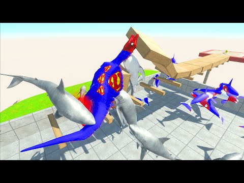 Unstable bridge trap under shark tank - Animal Revolt Battle Simulator