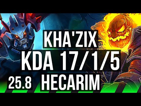 KHA'ZIX vs HECARIM (JGL) | 17/1/5, Legendary | EUW Master | 25.8