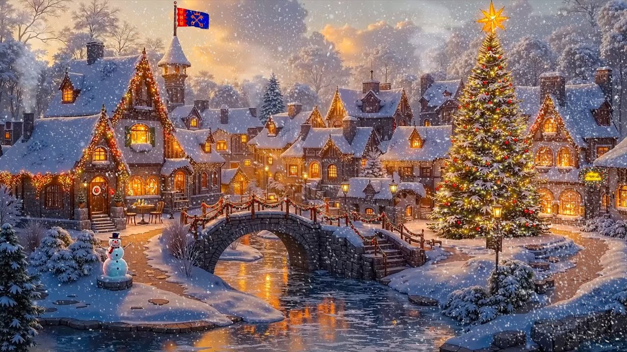 Enchanting of an Old Holiday Town 🎅 Warm Jazz & Festive Café ❄️ Snowy Streets for Christmas Bliss