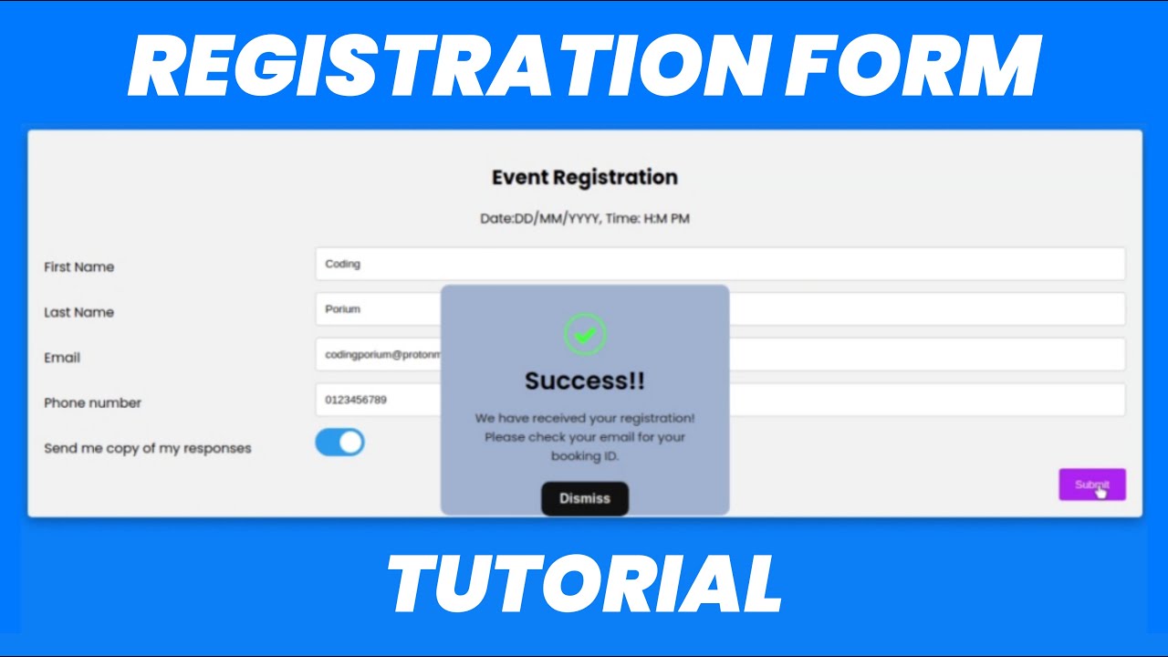 Responsive Registration Form in HTML, CSS & JS (FREE Code!)