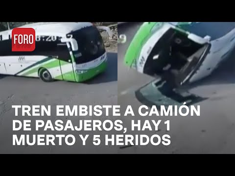 Camión quiere ganar a tren y termina volcado en Tlamaco, Hidalgo - Las Noticias