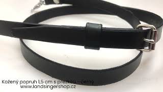 Kožený popruh 1,5 cm s přezkou - černý