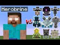 Herobrine vs All Minecraft Bosses,Wither Storm,Warden,Ferrous - Minecraft Mob Battle