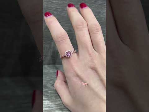 Подарок девушке Набор с цирконами "Розовый топаз сердце" колье серьги кольцо серебро с позолотой в коробочке - фото 2 - id-p2470573882