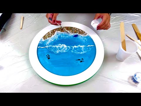 # 496 - OCEAN Oasis 🌊 Resin Art - Mixed Media - Abstract Art