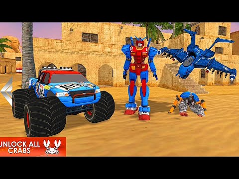 Crab Robot Monster Truck Transforming: Blue Gundam Robot Game 2023 - Android Gameplay
