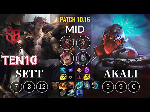 SB Ten10 Sett vs Akali Mid - KR Patch 10.16