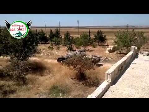 استهداف دبابة لقوات النظام في مطار منغ من قبل تجمع كتائب أحفاد عمر في محافظة حلب