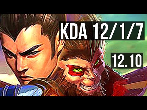 XIN ZHAO vs WUKONG (JNG) | 12/1/7, 66% winrate, Legendary | EUW Master | 12.10