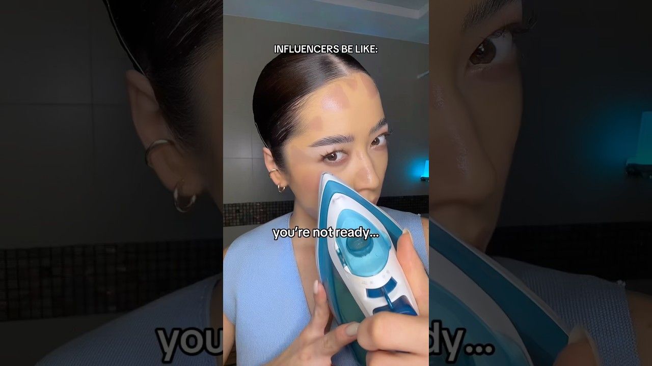 makeup hack #6742: iron is OFF don’t sue me🧊💅 #influencersbelike #comedyshorts #makeuphack