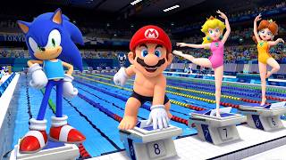 【マリオ&ソニック AT 東京2020オリンピック】水泳で最速は誰だ？マリオ・ピーチ・ルイージ・ソニック...