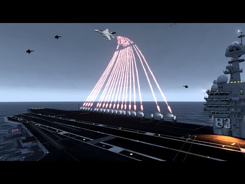 Russian Aircraft Carrier Air Defense System Shooting Down Incoming Jets - ArmA3