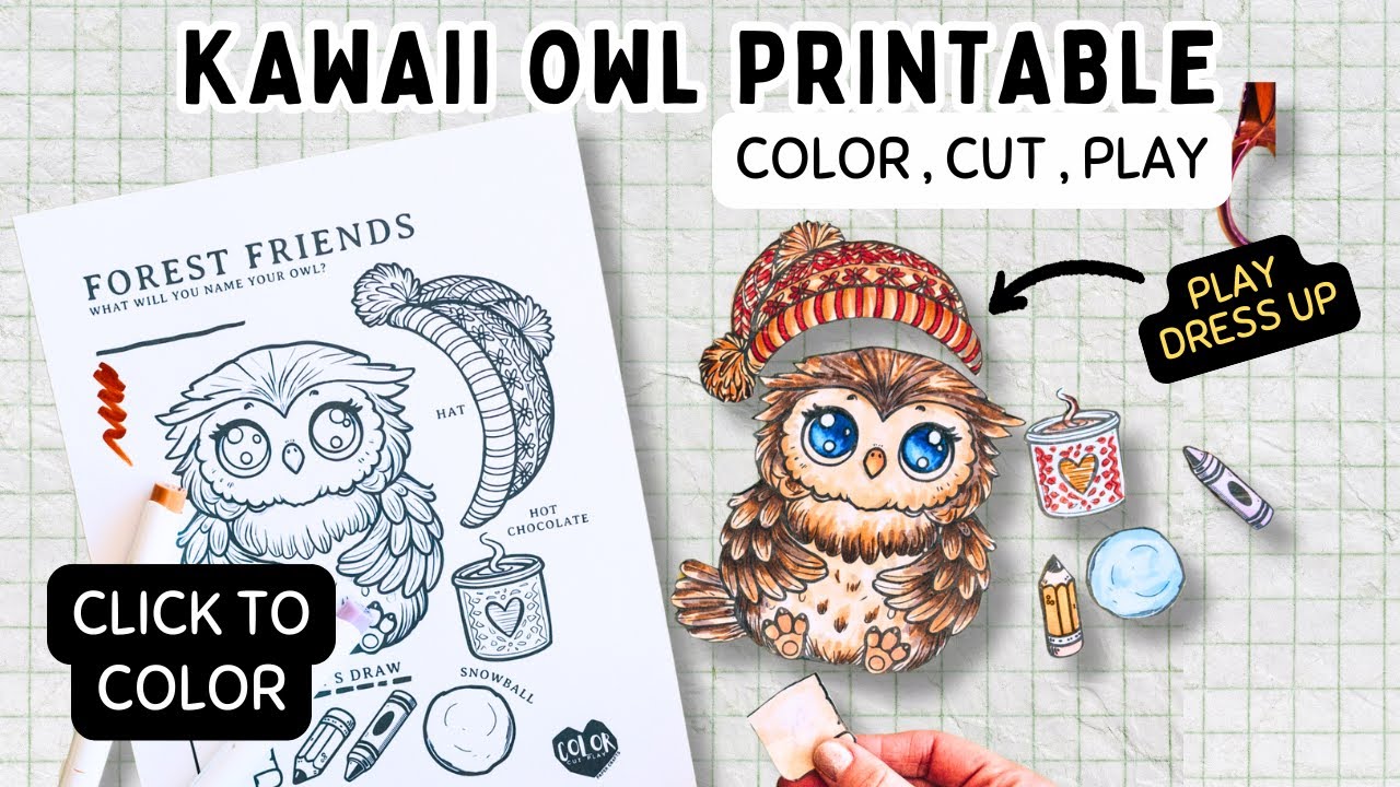 HOW TO COLOR OWL! Color Cut & Play! Fun Owl Craft for Kids |Printable Coloring Template |PAPER CRAFT