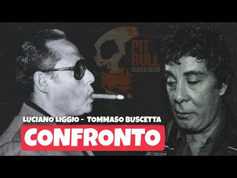 Il faccia a faccia a distanza dalla gabbia degli imputati. LUCIANO LIGGIO e TOMMASO BUSCETTA. (1986)