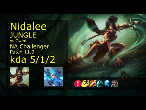 Nidalee Jungle vs Gwen - NA Challenger 5/1/2 Patch 11.9 Gameplay