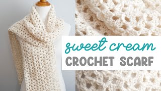 EASY One Row Repeat Scarf! (Sweet Cream Crochet Scarf)