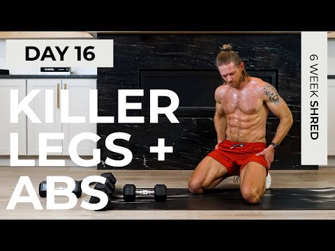 Day 16: 40 Min KILLER LEG WORKOUT at Home + Abs with Weights // 6WS1